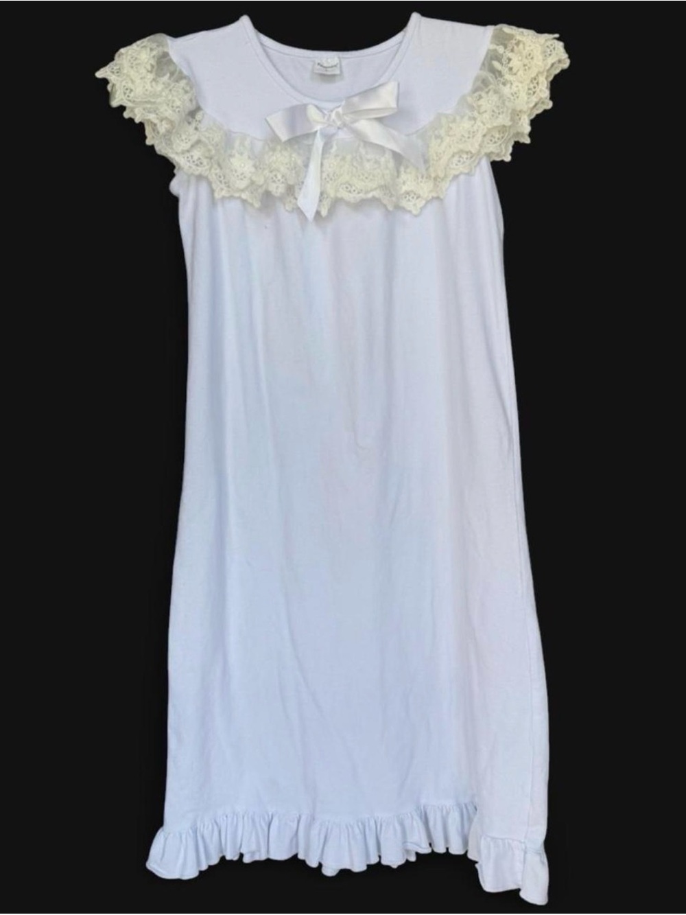 Funnycokid White Victorian Nightgown Coquette Lace Ruffle Bow, Womens S